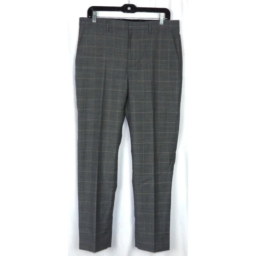 Lot of 2~ J.CREW Plaid Wool Blend BOWERY Dress Pants Men's 34  X 30